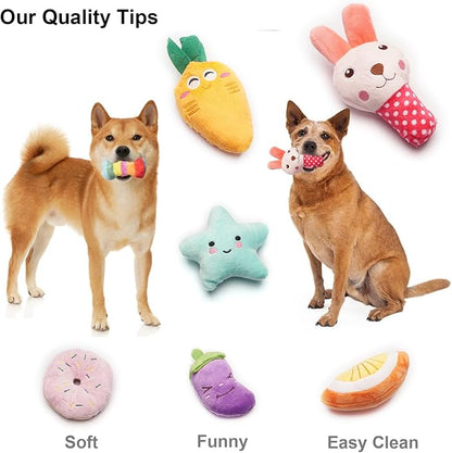 SZKOKUHO 9 Pack Small Dogs Puppy Squeaky Dog Toys,Cute Variety Colors Designs to Bite Anytime, for Small Dogs