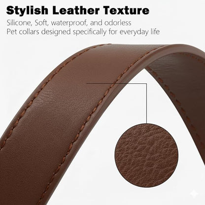 Dog Collars for Large Dogs Silicone Leather Dog Collars Soft Flexible Waterproof Odor-Proof Durable Thick Classic Adjustable Pet Puppy Collar (Brown, Large (14.5-24" Neck))