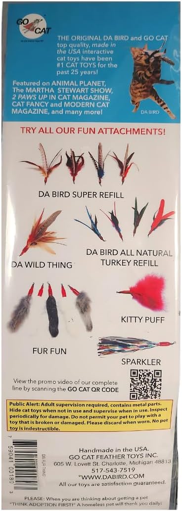 GoCat Da Fur Thing Cat Toy, Rabbit Fur and Feather Toy Stuffed with Catnip