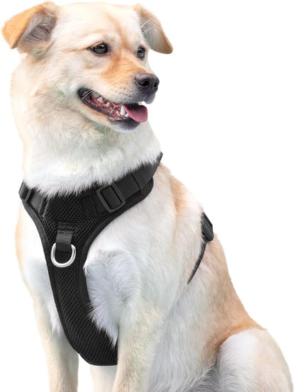 No Pull Dog Harness for Small Medium Large Dogs - Adjustable 2 Layer Mesh Dog Vest with Dual Clip, Escape Proof, Quick Release, Lightweight Breathable Mesh for Walking Hiking (Black,XS)