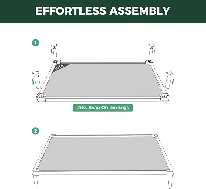 FXW TitanNest Chew-Proof Elevated Dog Bed, Raised Cot for Indoor/Outdoor/Camping Use, Durable & Waterproof Cooling Pet Bed for Medium Dogs, 41.0" L x 27.0" W x 5.0" H, Black