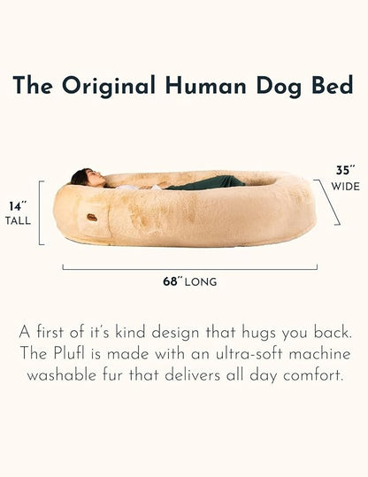 Plufl, The Original Human Dog Bed for Adults, Kids, and Pets. As Seen on Shark Tank. Comfy Plush Large Bean Bag with Memory Foam, Machine Washable, and Durable. Perfect nap and Floor Bed - Arctic Grey