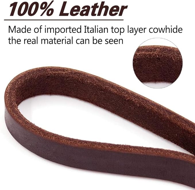 LWBMG Leather Dog Leash - 4ft x 3/4 inch, Heavy Duty, Braided, Comfortable for Large, Medium & Small Dogs
