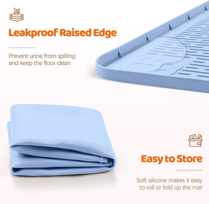 Pee Pads for Dogs, 40" x 28" Extra Large Reusable Silicone Mat, Washable Puppy Training Pads for Potty Training, Non-Slip, Leak-Proof, Indoor Floor Protection (Blue)