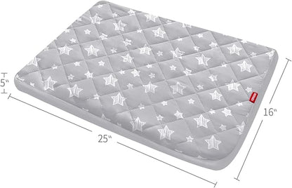 Waterproof Dog Bed Covers Replacement Washable Pet Hair Easy to Remove, Noiseless Quilted Puppy Pet Bed Cover Lovely Grey Star Print 16x25 Inches, for Dog/Cat, Cover Only