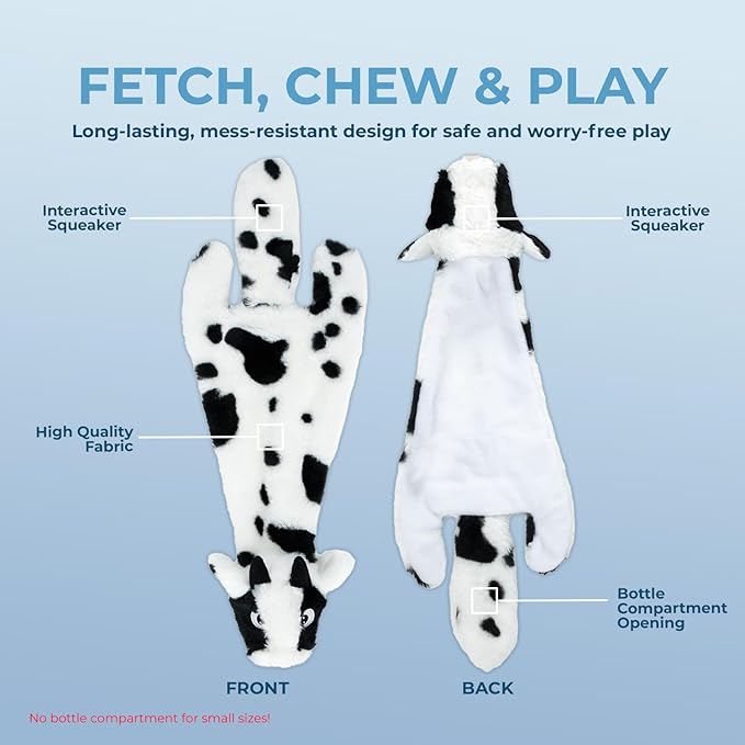 Best Pet Supplies Squeaky Dog Toys with Soft Durable Fabric for Small, Medium and Large Pets Interactive Toy for Indoor Play, Supports Active Biting and Play - Cow, Monkey, Medium
