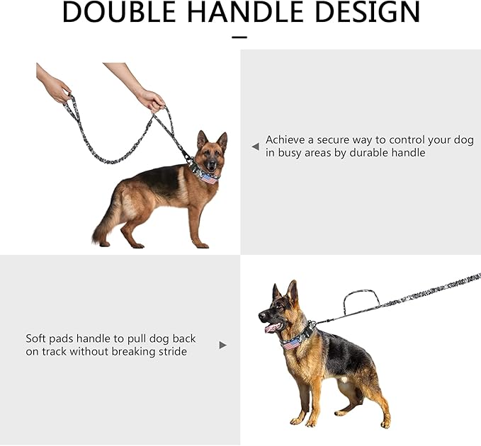 DAGANXI Tactical Dog Collar, Adjustable Military Training Nylon Dog Collar with Control Handle and Heavy Metal Buckle for Medium and Large Dogs, with Patches and Airtags Case (M, Camo-Set)