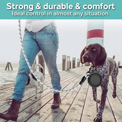COOYOO 2 Pack Dog Leash 6 FT Heavy Duty - Comfortable Padded Handle - Reflective Dog Leash for Medium Large Dogs with Collapsible Pet Bowl