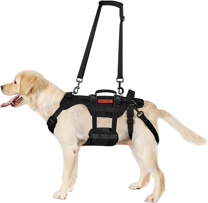 OneTigris Dog Lift Harness for Large Dogs, Dog Hip Support Brace, Full Body Lifter with Handles Invictus Multifunctional Mobility Assistance Vest for Back Legs (Black, Small)
