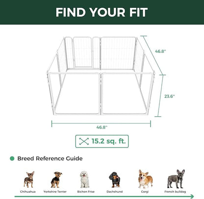 FXW Acrylic & Wire Mesh Indoor Dog Playpen, Heavy Duty 24 Inch 8 Panels Metal Dog Pen for Puppy and Small Dogs, White│Patented