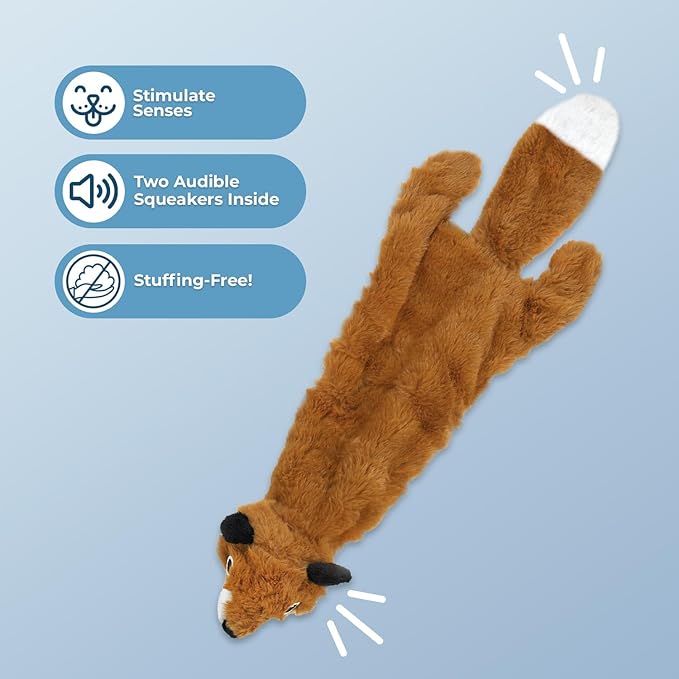 Best Pet Supplies Squeaky Dog Toys with Soft Durable Fabric for Small, Medium and Large Pets Interactive Toy for Indoor Play, Supports Active Biting and Play - Fox, Large