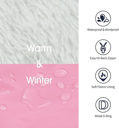 IECOii Dog Coat for Large Dogs Waterproof Dog Winter Jacket with Harness Built in, Pink - XXLarge, Thermal Warm Fleece Lined, Reflective Dogs Jackets for Cold Weather Camping, Hiking, Pitbull
