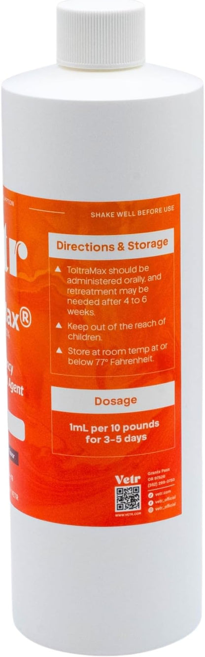 ToltraMax Toltrazuril 10.0% for Horses, Dogs, Cats, 500mL/16.9 Ounce, for Non-Food Chain Animals, Peanut Butter