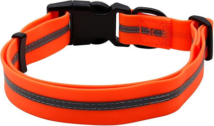 NIMBLE Dog Collar Waterproof Pet Collars Anti-Odor Durable Adjustable PVC & Polyester Soft with Reflective Cloth Stripe Basic Dog Collars S/M/L Sizes (Medium (11.81”-18.5”inches), Orange)