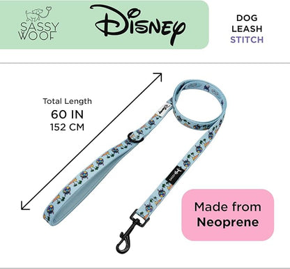 Sassy Woof Disney Stitch Dog Leash 60-Inch with Neoprene Padded Handle - Comfortable, Durable, and Stylish for Small to Large Dogs - Officially Licensed