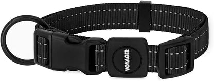 Best Pet Supplies Voyager Reflective Dog Leash or Collar with Neoprene Handle, for Small, Medium, and Large Breed Puppies, Cute and Heavy Duty for Walking, Running and Training - Black, S