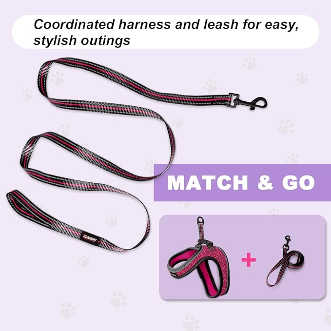 Cat Harness and Leash Set,Escape Proof Kitten Harness,Step in Adjustable Soft Lightweight,Easy Control,Reflective Strips Comfortable for Walking Travel(Pink/Black,XS)