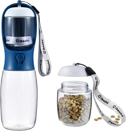 Cibaabo Dog Water Bottle with Food Container, Travel Puppy Water Bowl, Portable Pet Dispenser, Dog Stuff Accessories Items, Puppy Essentials Necessities for Yorkie Chihuahua Cat Walking and Hiking