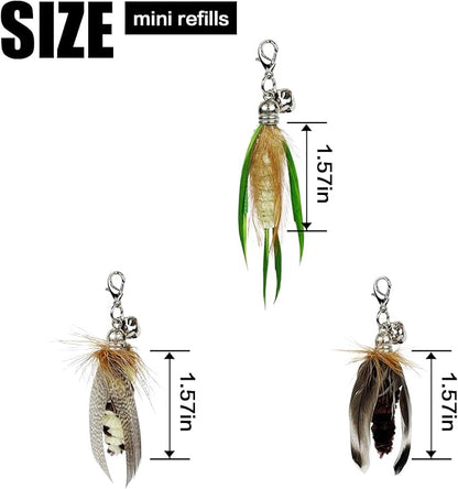 TTcat Feathe Cat Toy Attachments,3 Pcs Mini Insects Refills, Cat Toys Replacement Feathers for Cat Wand.