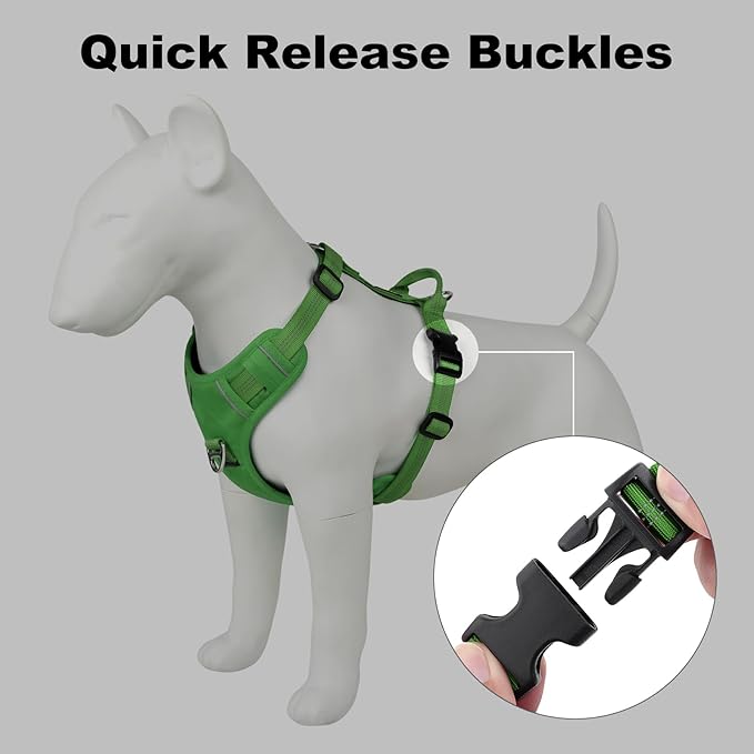 Plutus Pet No Pull Dog Harness, Reflective Adjustable Dog Vest Harness with Handle, Escape Proof, Soft Padded for Small Medium Large Dogs (Green, S)