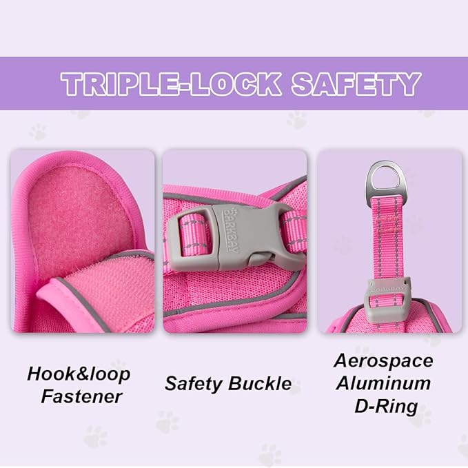 Cat Harness and Leash Set,Escape Proof Kitten Harness,Step in Adjustable Soft Lightweight,Easy Control,Reflective Strips Comfortable for Walking Travel(Pink,M)