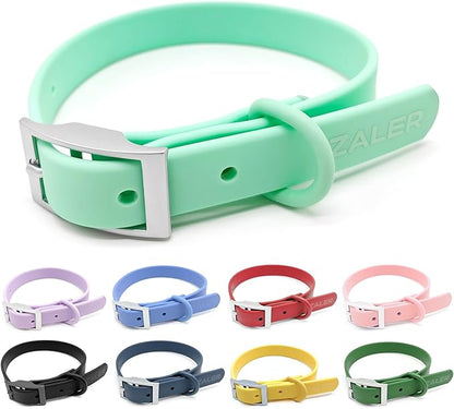 ZALER Waterproof Dog Collar, Adjustable Odor Proof Dog Collars Easy to Clean, Soft Comfortable Pet Collars for Large, Medium Small Dogs (Mint Green, M(Length:11.4''-15.4''; Width:0.75''))