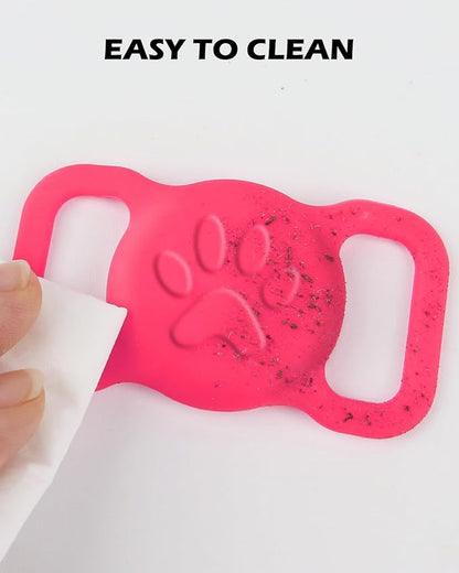 Dynmeow Dog Cat Collar Holder Compatible with Airtag, Anti-Lost Silcione Holder for 3/4-1" inch Wide Collar, Hot-Pink, M(1 Pack)