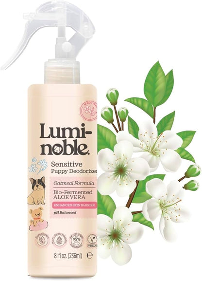 Sensitive Dog Deodorizing Spray Perfume, Oatmeal Formula Pet Cologne,Hypoallergenic Detangler Spray, Alcohol Free, Pet Odor Neutralizer for Puppies, White Musk Scent to Refresh The Skin and Coat, 8oz