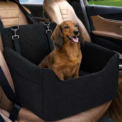 Dog Car Seat for Small Dogs Under 30lbs, Dog Booster Seat with Detachable Washable Cover and Cushion, Memory Foam Pet Car Seat with Safety Belt and Storage Pockets