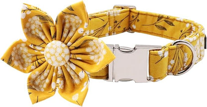 Lionet Paws Dog Collar with Flower, Soft and Comfortable, Adjustable Collar for Large Dogs Girl, Neck 16-24 inches