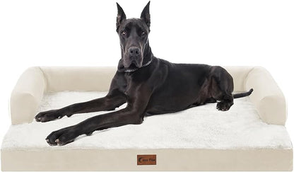 Casa Paw Orthopedic XXL Dog Beds, Waterproof Egg Crate Foam Big Pet Bed for All Breed Sized Dogs 53x42Inch, Washable Extra Large Dog Couch Bed with Removable Cover and Non-Slip Bottom, Beige