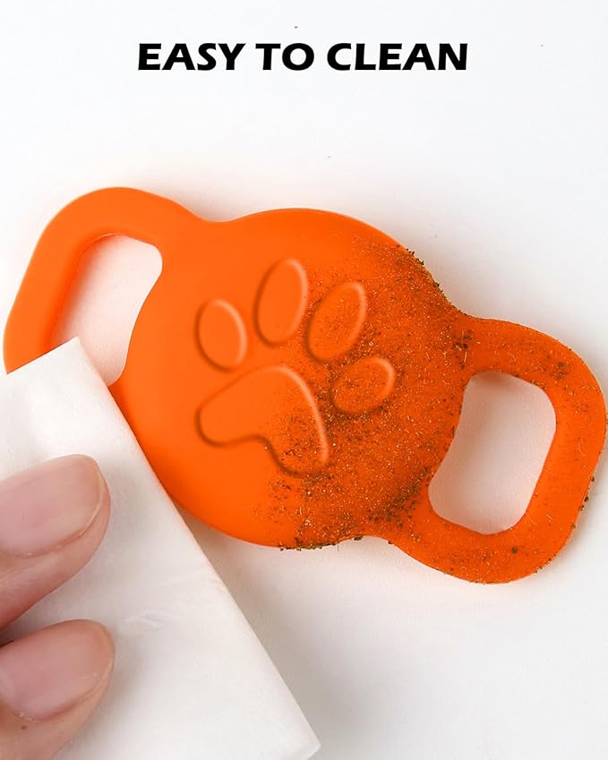 Dynmeow Dog Cat Collar Holder Compatible with Airtag, Anti-Lost Silcione Holder for 3/8 and 5/8 Inch Wide Collars, Orange, S(1 Pack)