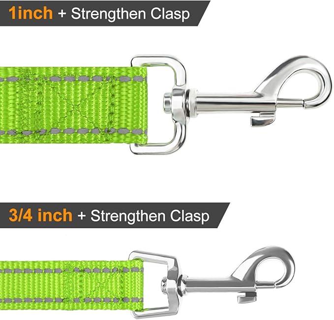 Joytale Double-Sided Reflective Dog Leash, 4 FT, Padded Handle Nylon Heavy Duty Leashes for Small & Medium Dogs Walking, Green