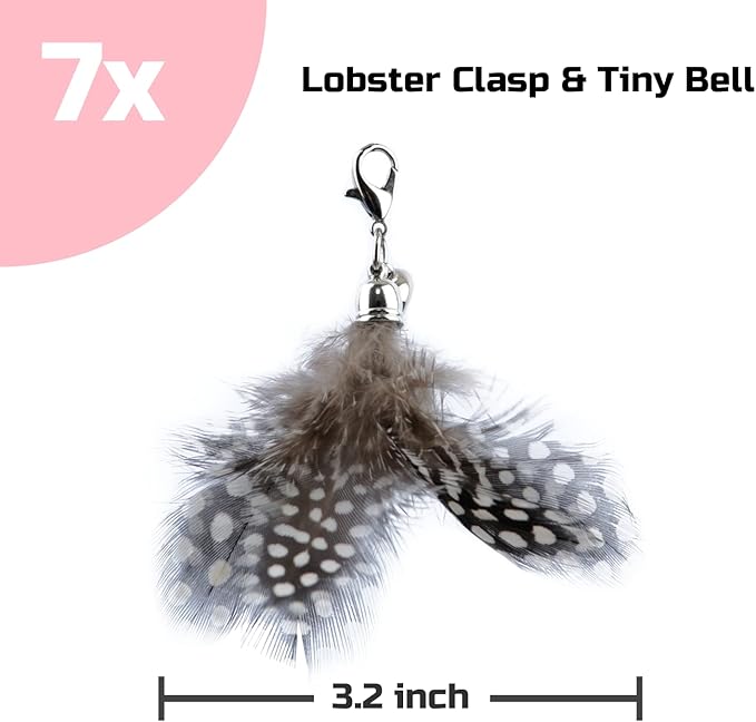 FUPUSUN Cat Feather Toys, Interactive Cat Toys Kitten Toys, 2PCS Elasticity Cat Wand Toy and 7PCS Feathers Refills, Cat Toys for Indoor Cats Kitten Play Chase