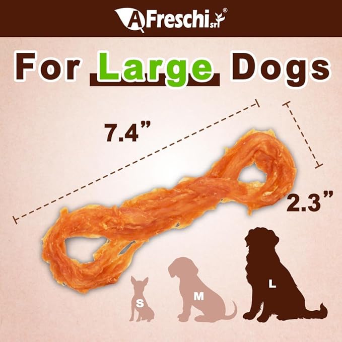 A Freschi srl Turkey Tendons for Dogs, USA-Sourced, Healthy Dog Treats, Rawhide-Free Puppy Chews, Long Lasting, All Natural, Hypoallergenic Dog Treats for Large Breeds, 10 Count Box Rope (L)