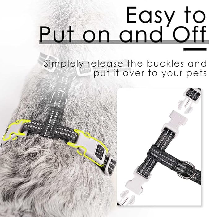 ThinkPet Reflective Breathable Soft Air Mesh No Pull Puppy Choke Free Over Head Vest Ventilation Harness for Puppy Small Medium Dogs and Cats (Black,L)