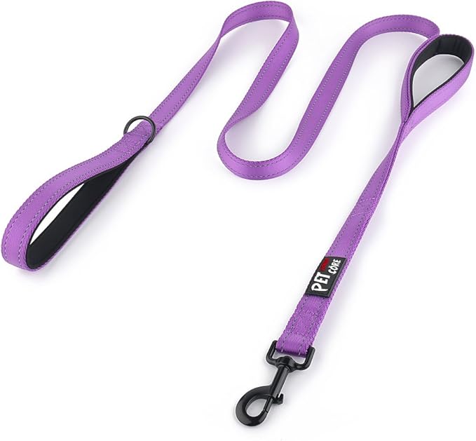 Plutus Pet Double Handle Dog Leash 4ft, Heavy Duty, Reflective Dual Handle Dog Leash for Safety Training, for Medium Large Dogs,2 Handle Leads(Purple)