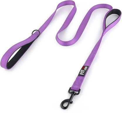 Plutus Pet Double Handle Dog Leash 4ft, Heavy Duty, Reflective Dual Handle Dog Leash for Safety Training, for Medium Large Dogs,2 Handle Leads(Purple)