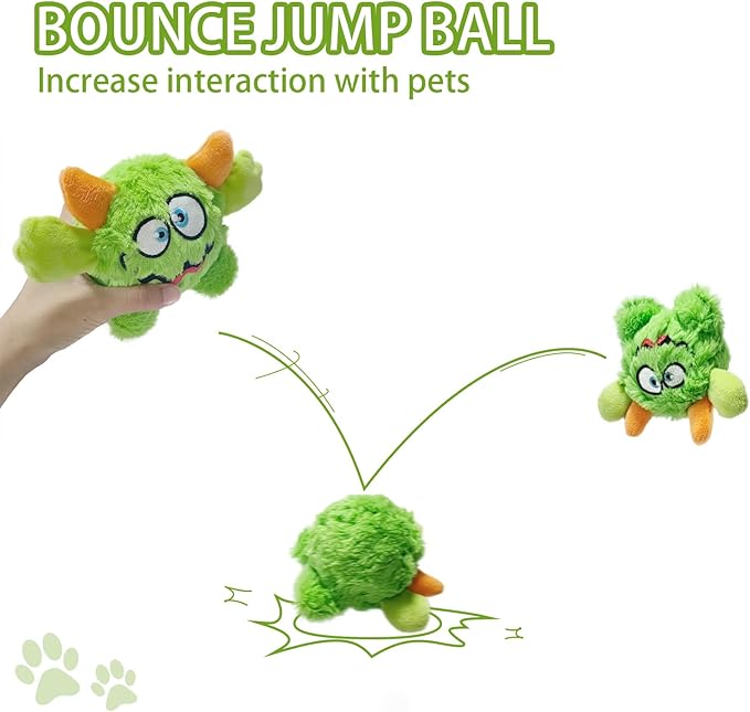 FCCUM Squeaky Plush Dog Toy Ball, Dental Care, Skin-Friendly and Soft and Relieve Stress,Dog Training Interactive Pet Cute Plush Fashionable Toy Ball (Green,Large)