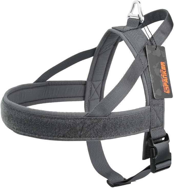 EXCELLENT ELITE SPANKER No Pull Dog Harness Padded Military Patrol Vest Adjustable Nylon Small Service Walking Dog Harness with Handle for Training Running(Grey-S)