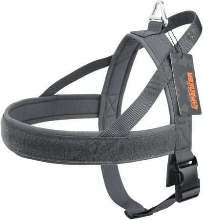 EXCELLENT ELITE SPANKER No Pull Dog Harness Padded Military Patrol Vest Adjustable Nylon Small Service Walking Dog Harness with Handle for Training Running(Grey-S)