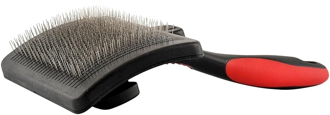 Jeffers Pet Self-Cleaning Slicker Brush for Dogs & Cats – Self Cleaning Button, Removes Tangles & Loose Hair, Non Slip Handle for Easy Grooming, Go To Gift for Pet Owners – Black, Red - Small