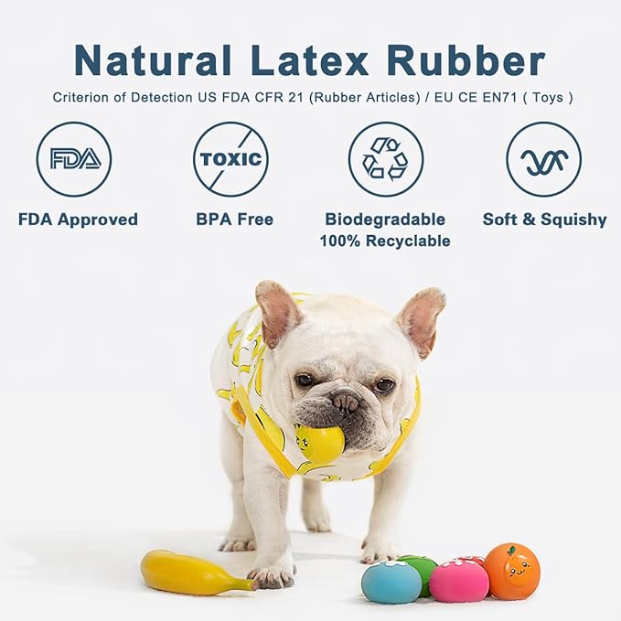 Pawdoer Squeaky Dog Toys, Soft Latex Rubber Squeaky Dog Ball for Small Dogs Puppies, Cute Bounce Squeak Toys Balls with Funny Cute Face
