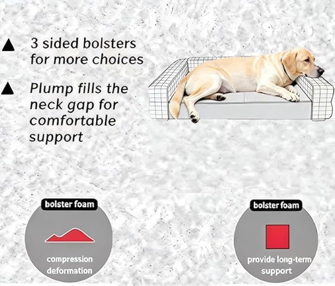 Mama halo Orthopedic Dog Bed with Memory Foam, Waterproof Liner, 3-Sided Bolster Design, Mocca Mousse, Medium, Machine Washable Cover, 34 x 22 Inches