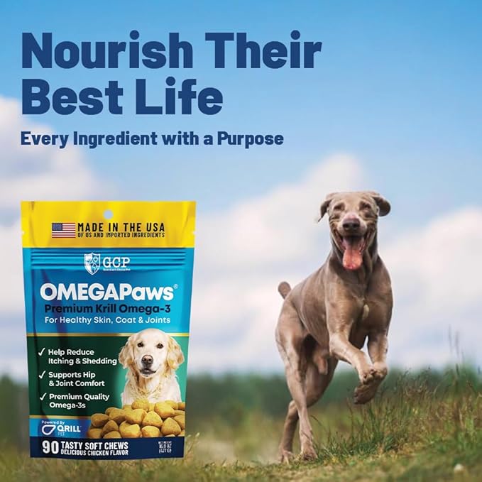 Omega 3 for Dogs – Dog Joint Support Soft Chews – Fish Oil Supplement for Dogs with EPA & DHA – Krill Oil Dog Chews – Supports Skin & Coat