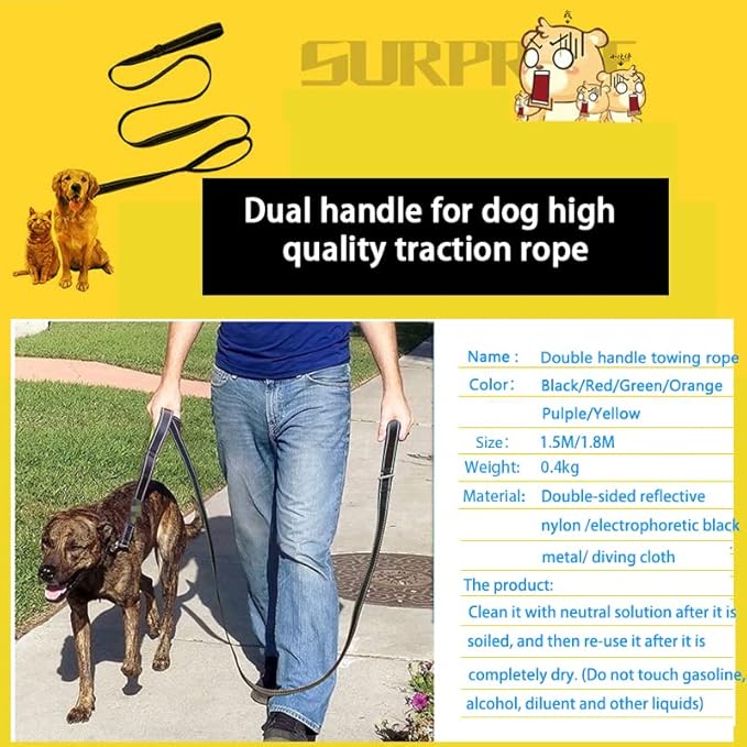 Dog Leash, Heavy Duty Dog Leash, Leashes for Large Breed Dogs .5FT.6FT, Double Handle Dog Leash, Reflective Training Lead, Perfect for Medium to Large Dogs(5FT, Red)