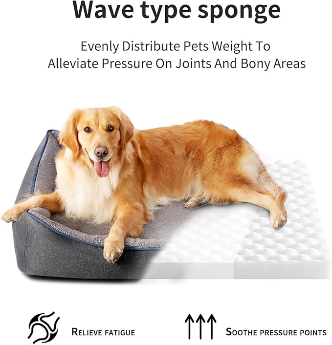 Tidore Orthopedic Dog Beds for Medium Dogs, Durable Egg Crate Foam Sofa Dog Bed wit Washable Removable Cover,Waterproof Lining,Pet Bed for Large Dogs (Dark Grey-Velvet, 31.5" L x 25.2" W x 7" Th)