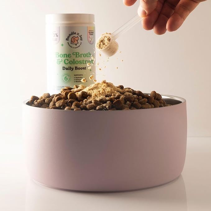 Bundle x Joy Beef Bone Broth Powder for Dogs Daily Boost Powder with Colostrum for Dogs Immune Support & Allergy Relief, 4.8 oz, 54 Servings - Dog Supplements Made in USA