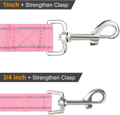 Joytale Double-Sided Reflective Dog Leash, 4 FT, Padded Handle Nylon Heavy Duty Leashes for Medium & Large Dogs Walking, Pink