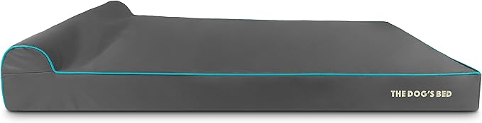 The Dog’s Bed Orthopedic Headrest Dog Bed XXXL Grey/Blue, Memory Foam, Pain Relief for Arthritis, Hip & Elbow Dysplasia, Post Surgery, Lameness, Waterproof Washable Cover, Veterinary Approved